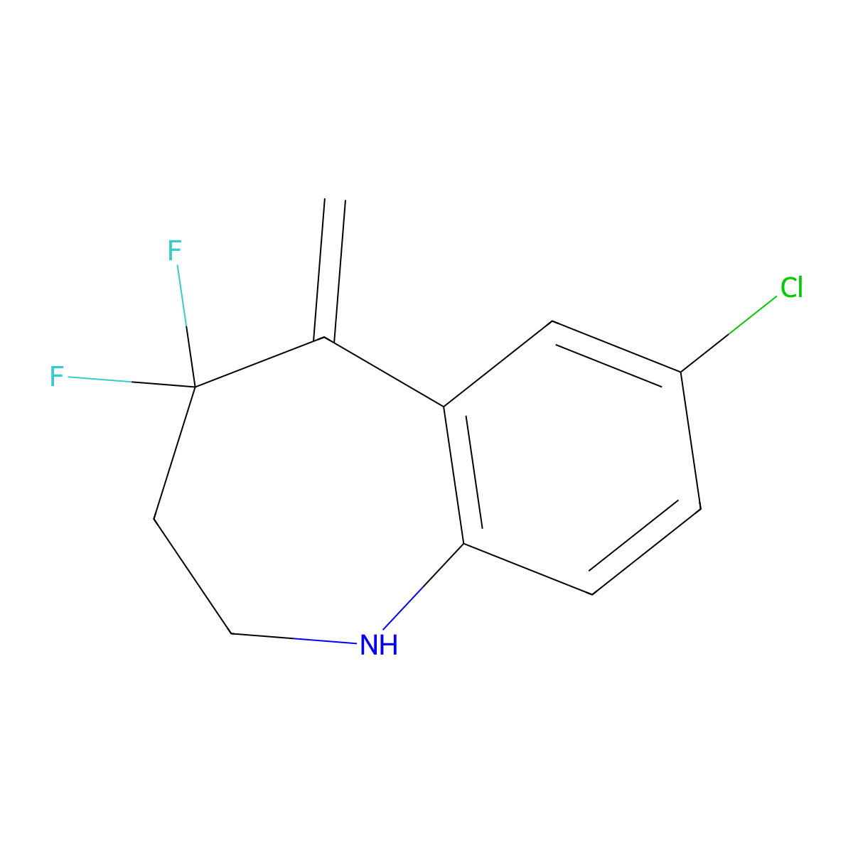 7-chloro-4,4-difluoro-5-methylene-2,3,4,5-tetrahydro-1H-benzo[b]azepine molecular structure, CAS 2772622-76-9