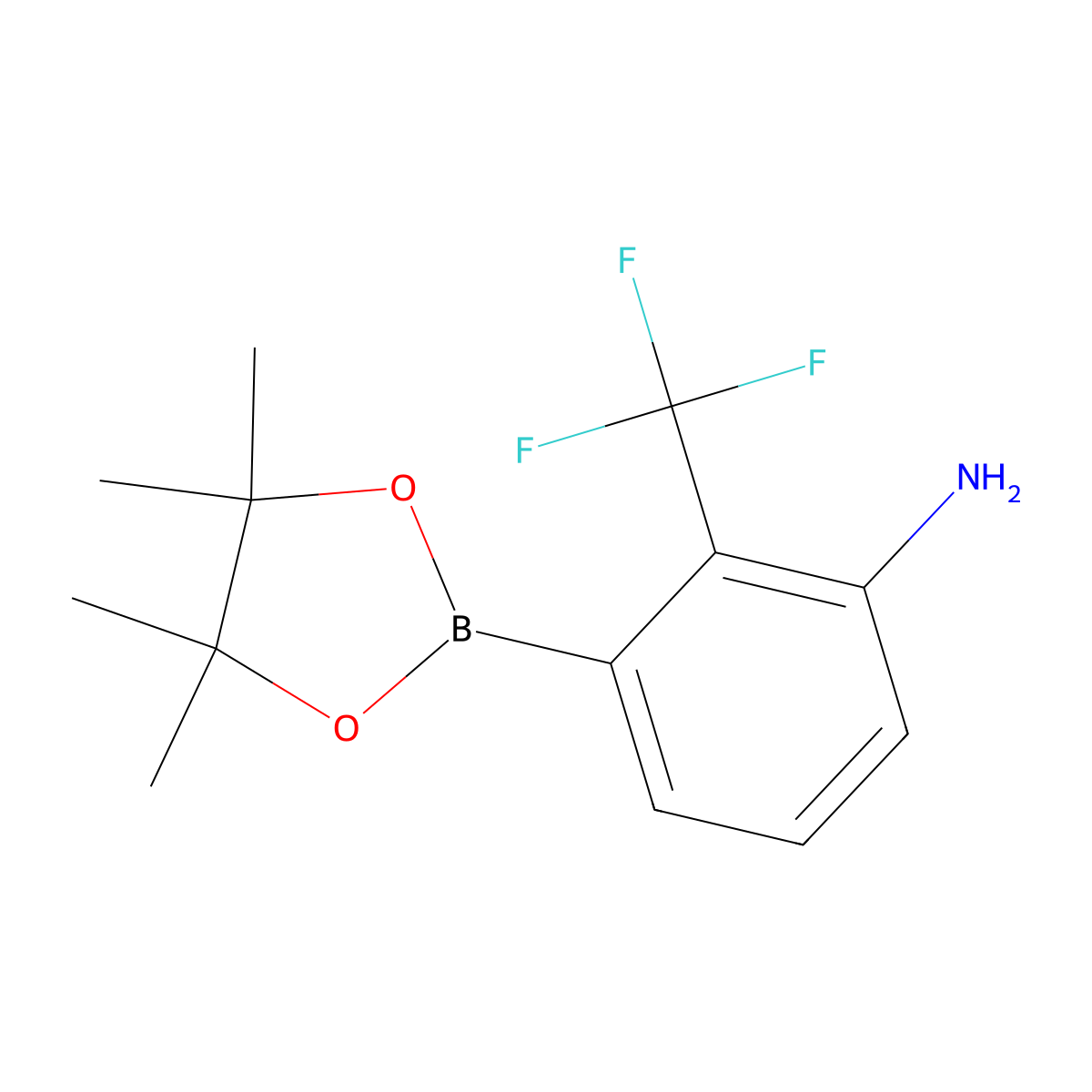 3-(Tetramethyl-1,3,2-dioxaborolan-2-yl)-2-(trifluoromethyl)aniline molecular structure, CAS 2772658-91-8