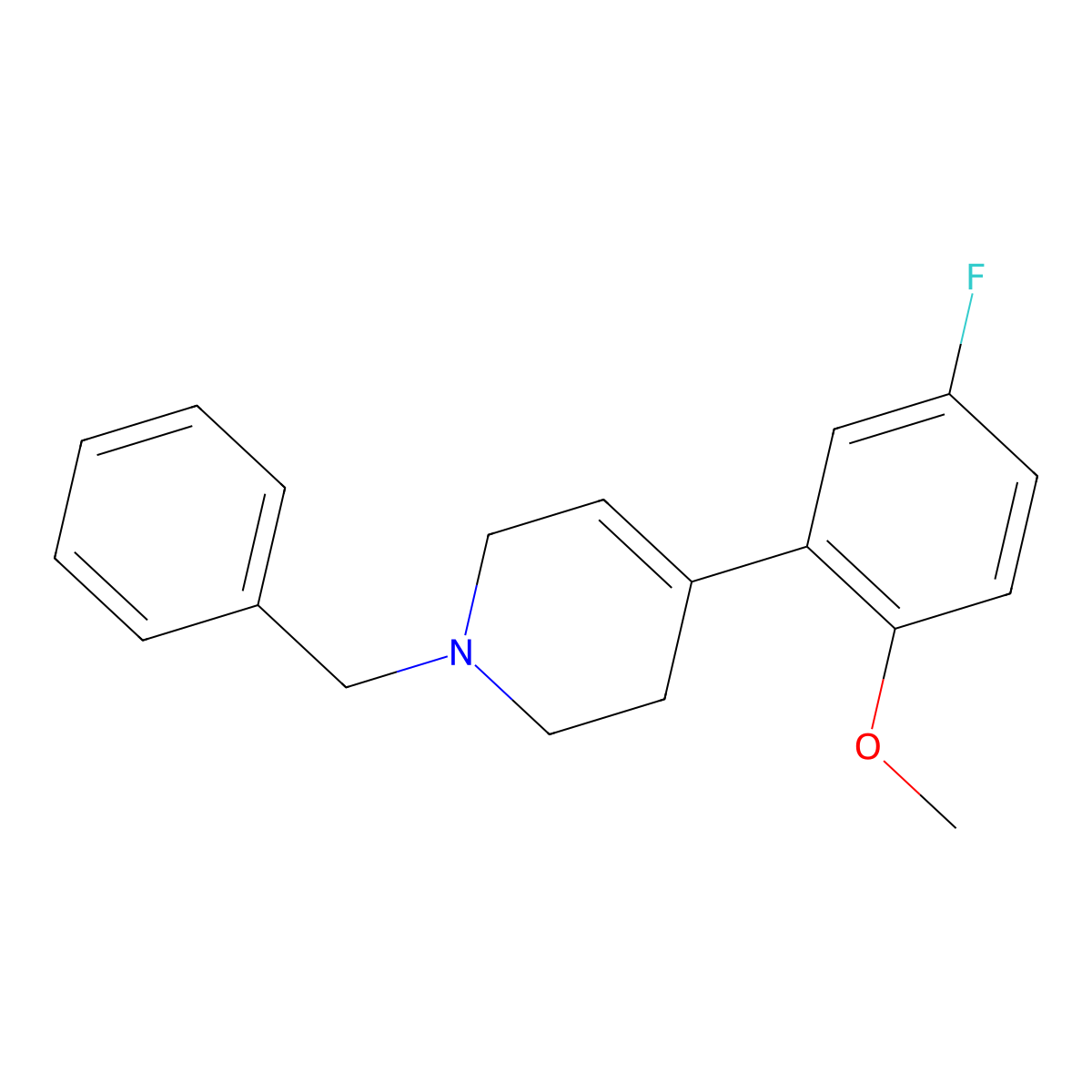 1-Benzyl-4-(5-fluoro-2-methoxy-phenyl)-1,2,5,6-tetrahydropyridine molecular structure, CAS 277296-78-3