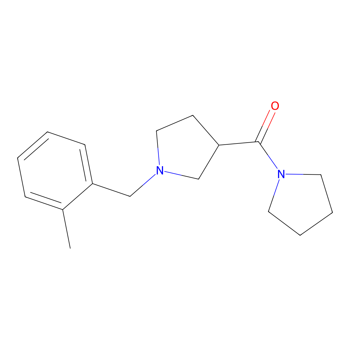 1-[(2-Methylphenyl)methyl]-3-(pyrrolidine-1-carbonyl)pyrrolidine molecular structure, CAS 2772996-99-1