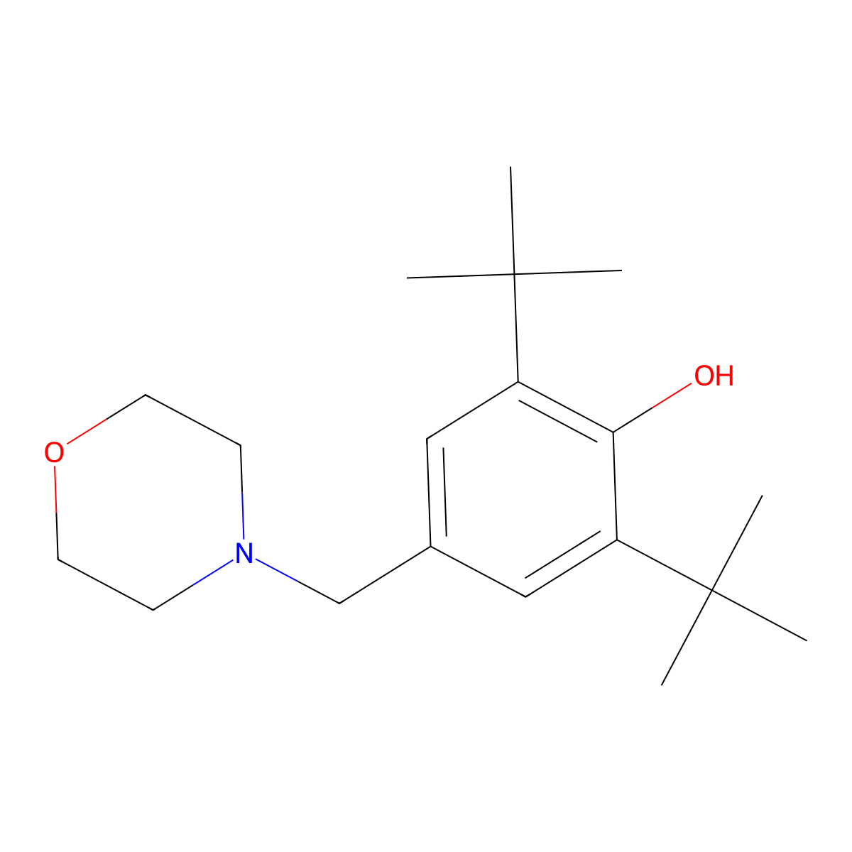 2,6-Bis(tert-butyl)-4-(4-morpholinylmethyl)phenol molecular structure, CAS 2773-50-4