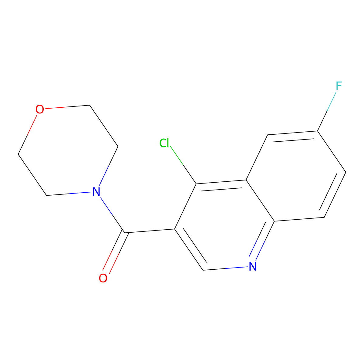 4-Chloro-6-fluoro-3-(morpholin-4-ylcarbonyl)quinoline molecular structure, CAS 2773060-57-2