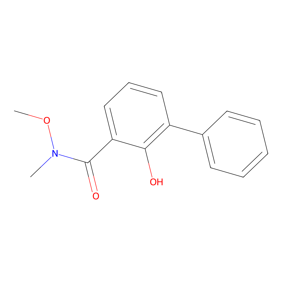 2-Hydroxy-N-methoxy-N-methyl-[1,1'-biphenyl]-3-carboxamide molecular structure, CAS 277313-08-3