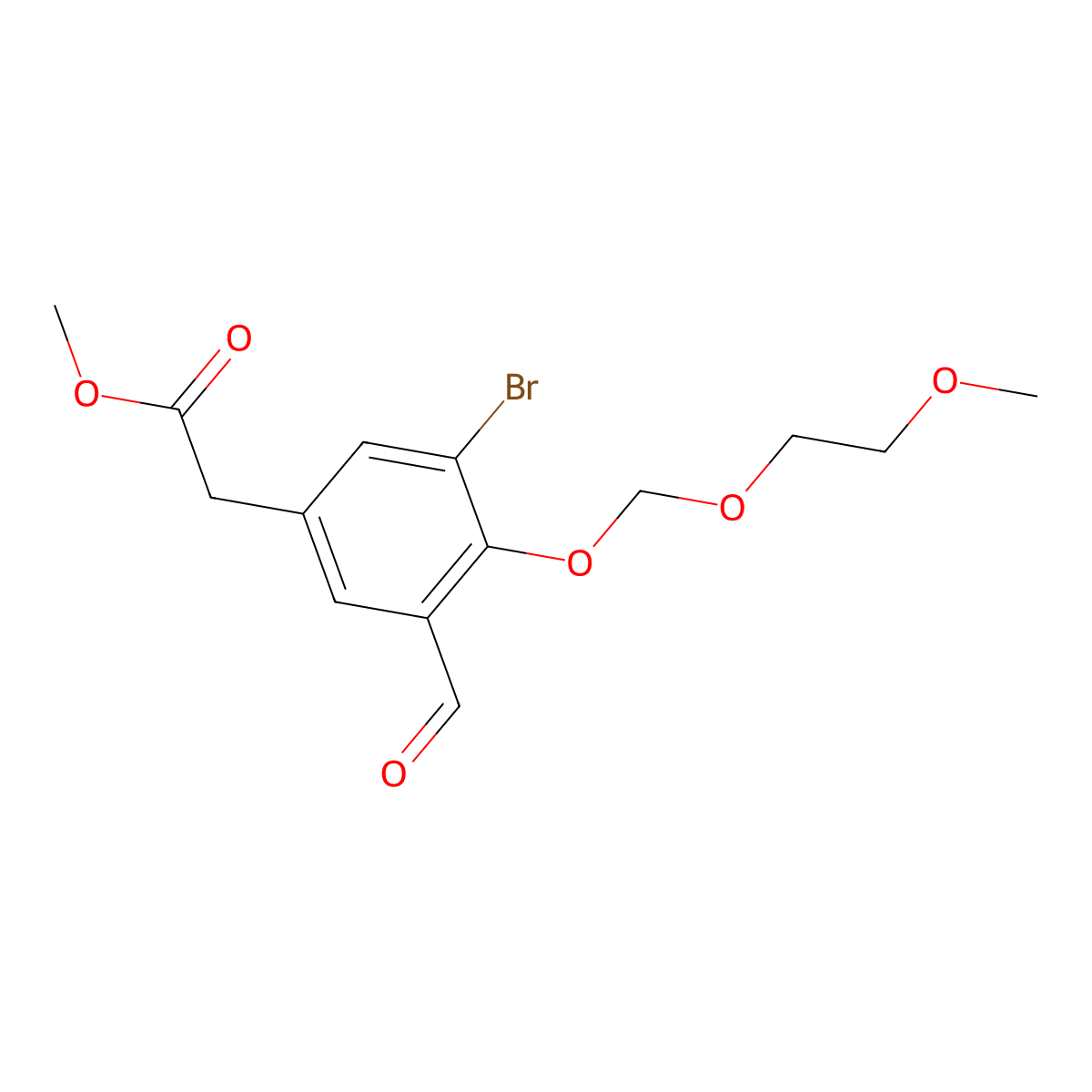 Methyl 2-(3-bromo-5-formyl-4-((2-methoxyethoxy)methoxy)phenyl)acetate molecular structure, CAS 277313-23-2
