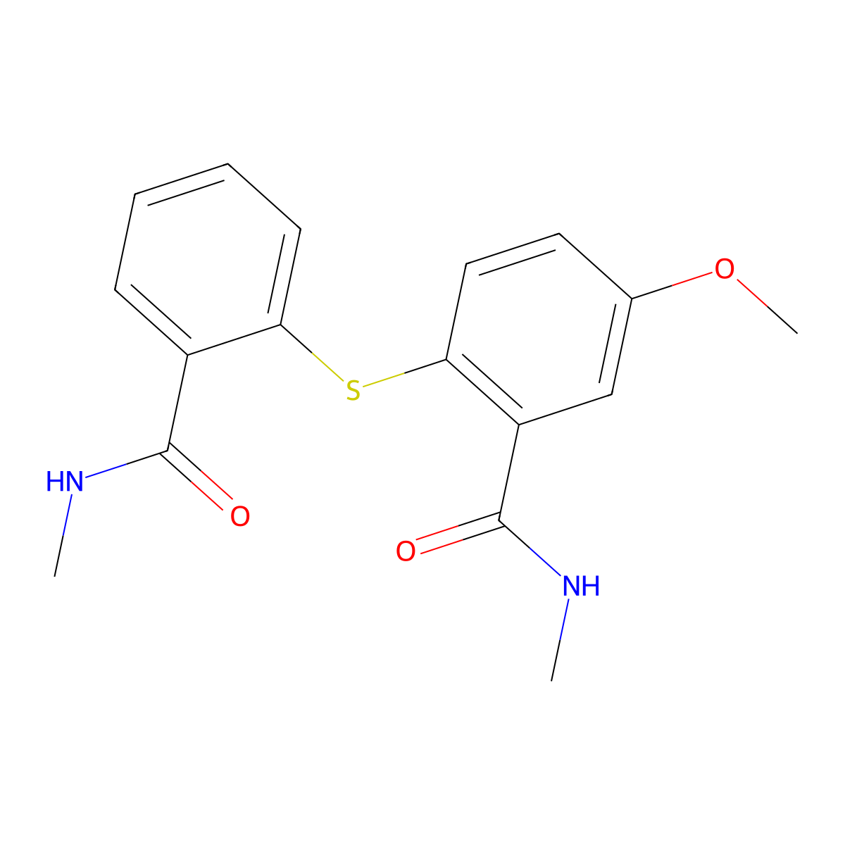 5-methoxy-N-methyl-2-[2-(methylcarbamoyl)phenyl]sulanylbenzamide molecular structure, CAS 277317-14-3