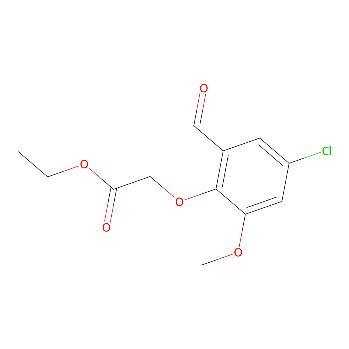 Ethyl 2-(4-chloro-2-formyl-6-methoxyphenoxy)acetate molecular structure, CAS 277325-00-5