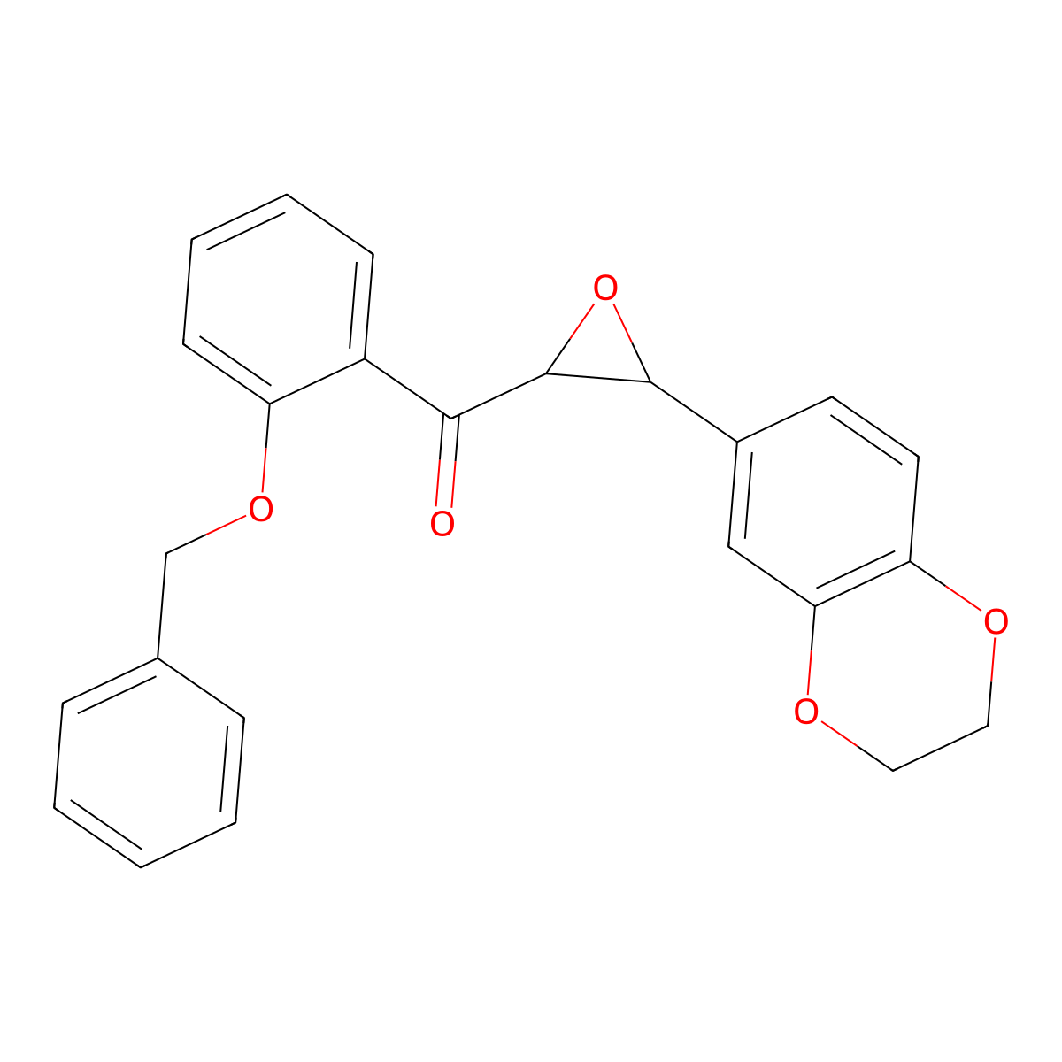 (2-(Benzyloxy)phenyl)(3-(2,3-dihydrobenzo[b][1,4]dioxin-6-yl)oxiran-2-yl)methanone molecular structure, CAS 277325-79-8