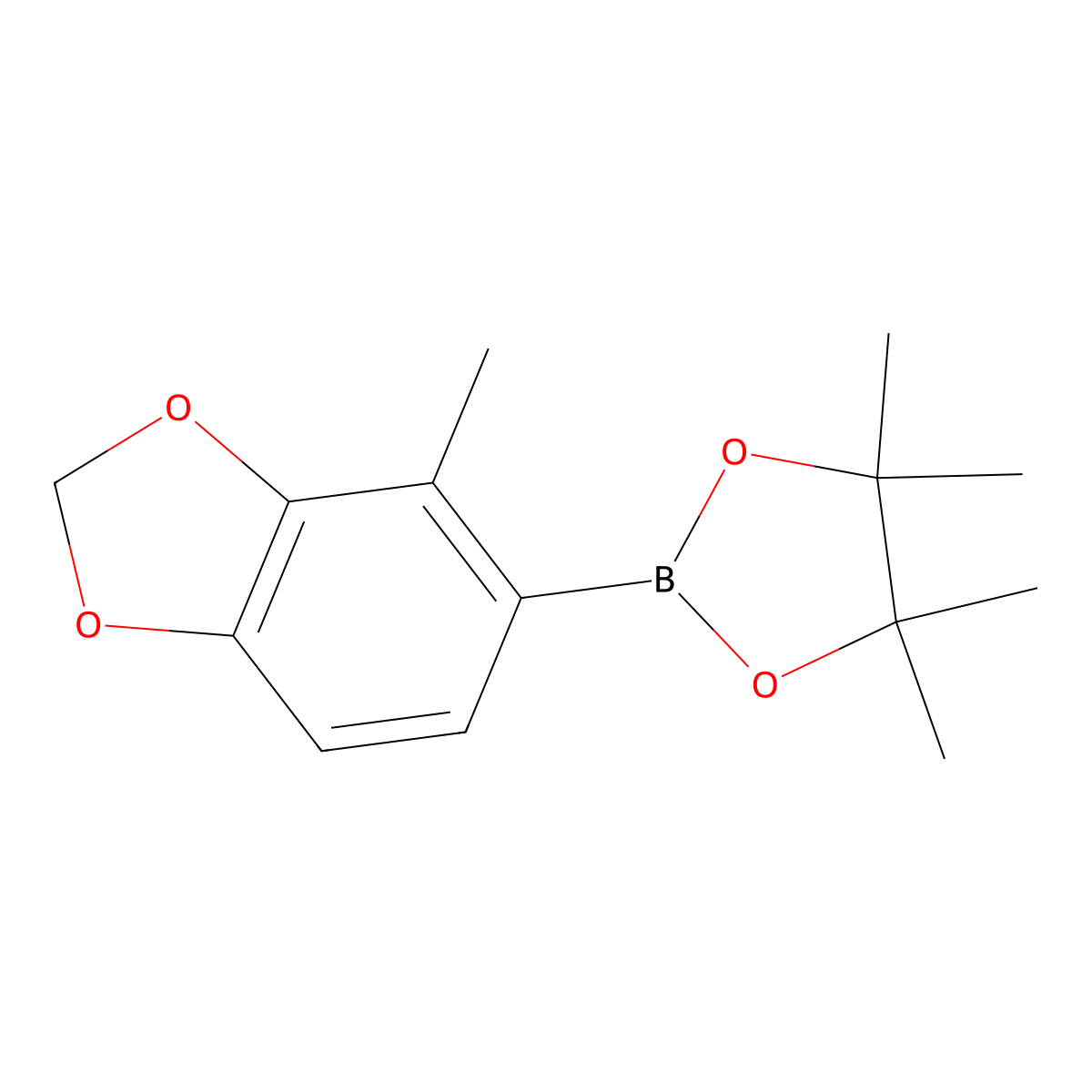 4,4,5,5-Tetramethyl-2-(4-methyl-1,3-dioxaindan-5-yl)-1,3,2-dioxaborolane molecular structure, CAS 2773321-88-1