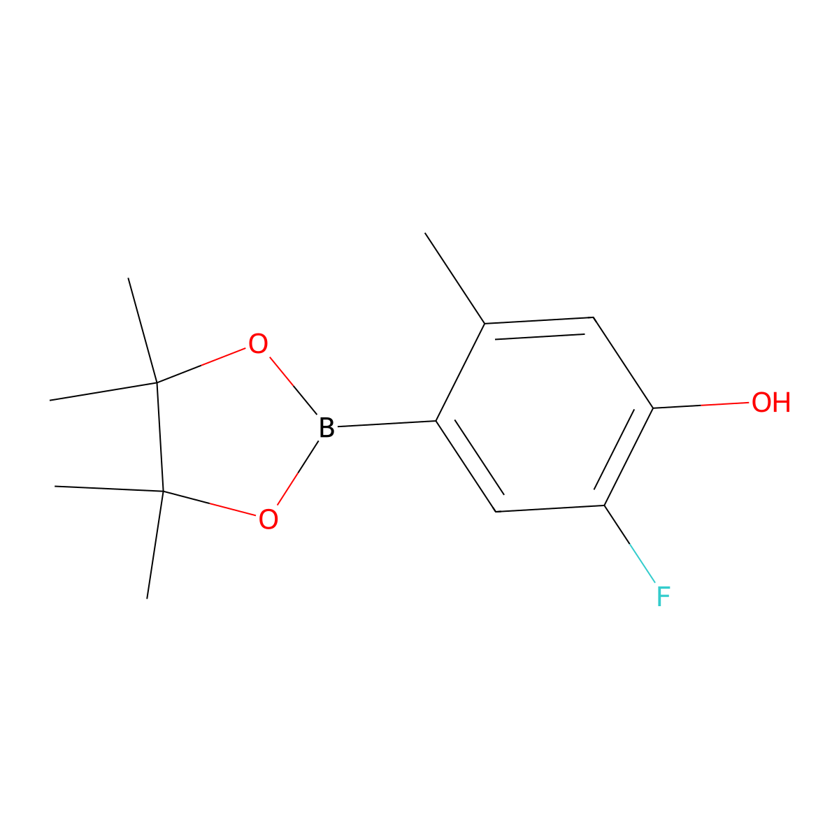 2-Fluoro-5-methyl-4-(4,4,5,5-tetramethyl-1,3,2-dioxaborolan-2-yl)phenol molecular structure, CAS 2773324-48-2
