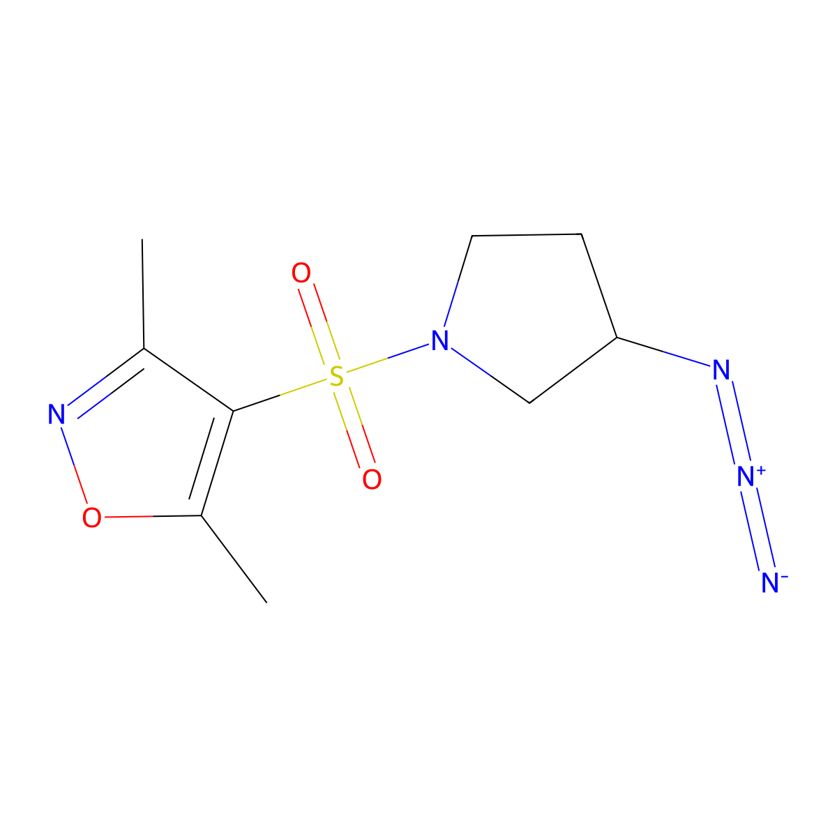 4-(3-Azidopyrrolidin-1-yl)sulfonyl-3,5-dimethyl-1,2-oxazole molecular structure, CAS 2773353-40-3