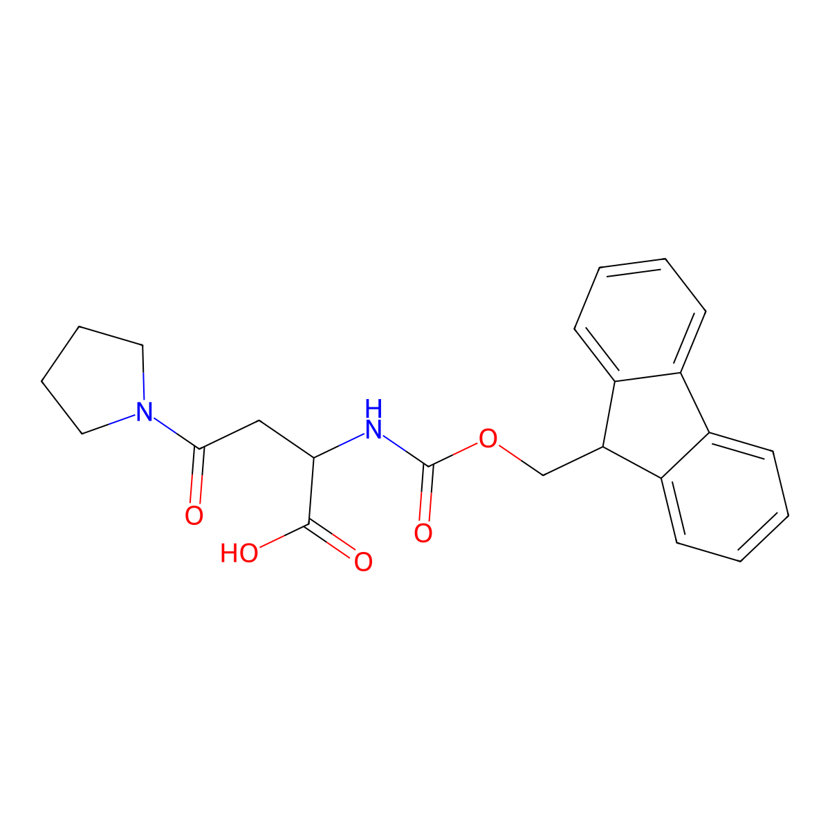 (R)-2-((((9H-Fluoren-9-YL)methoxy)carbonyl)amino)-4-oxo-4-(pyrrolidin-1-YL)butanoic acid molecular structure, CAS 2773434-26-5