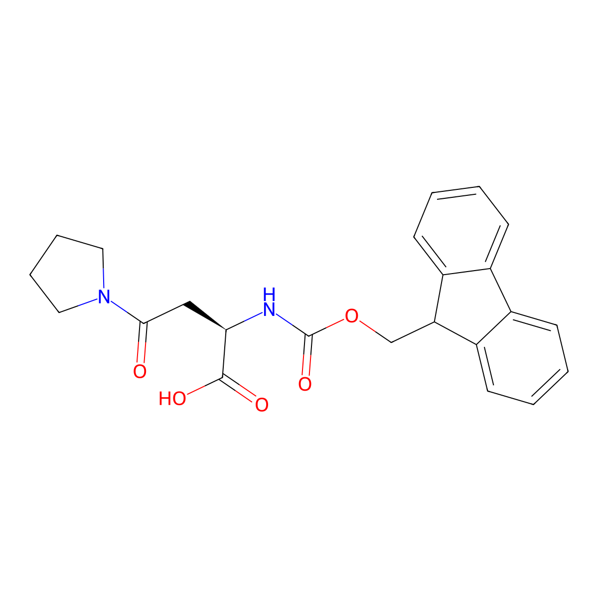 (R)-2-((((9H-Fluoren-9-YL)methoxy)carbonyl)amino)-4-oxo-4-(pyrrolidin-1-YL)butanoic acid molecular structure, CAS 2773434-26-5