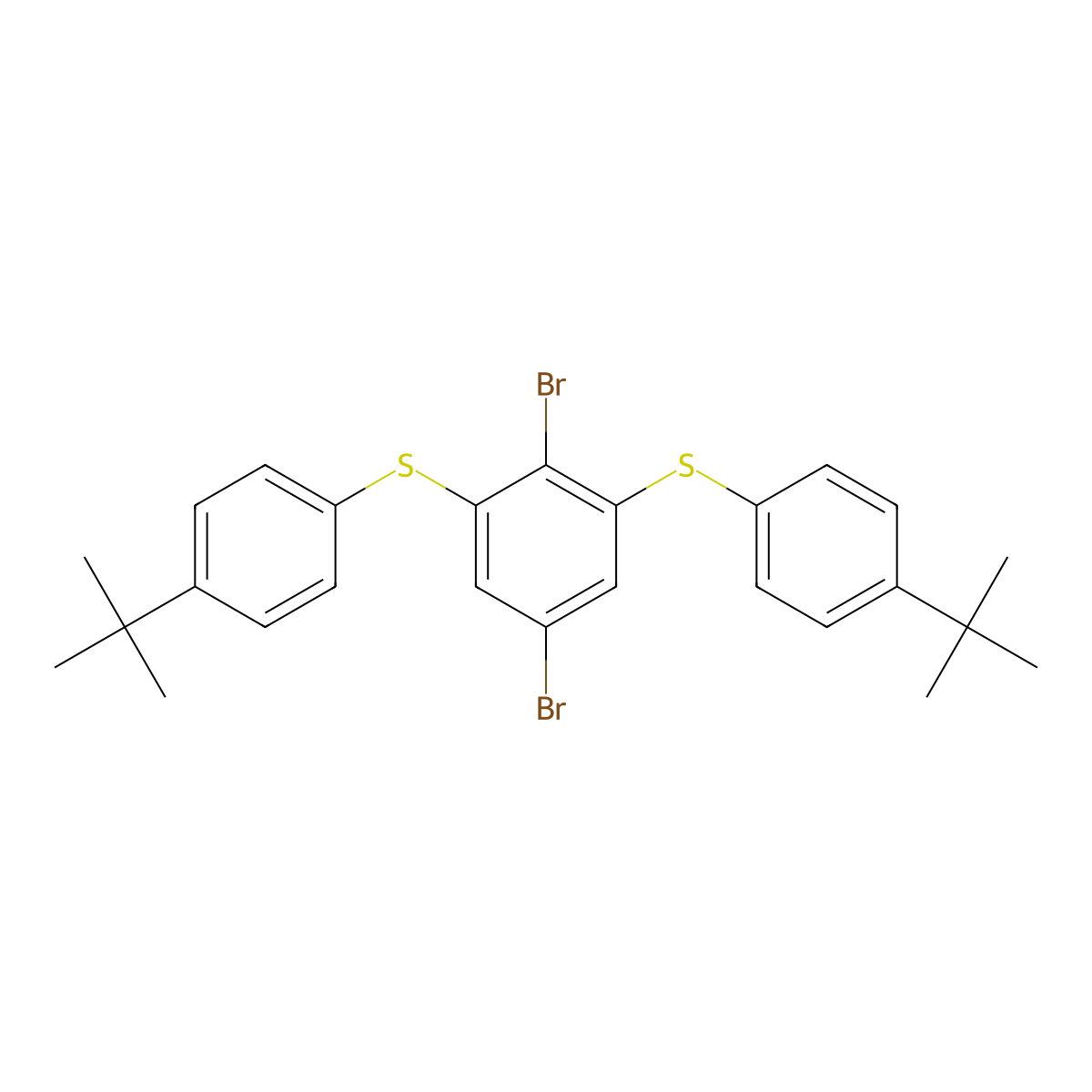(2,5-Dibromo-1,3-phenylene)bis[[4-(tert-butyl)phenyl]sulfane] molecular structure, CAS 2773550-45-9