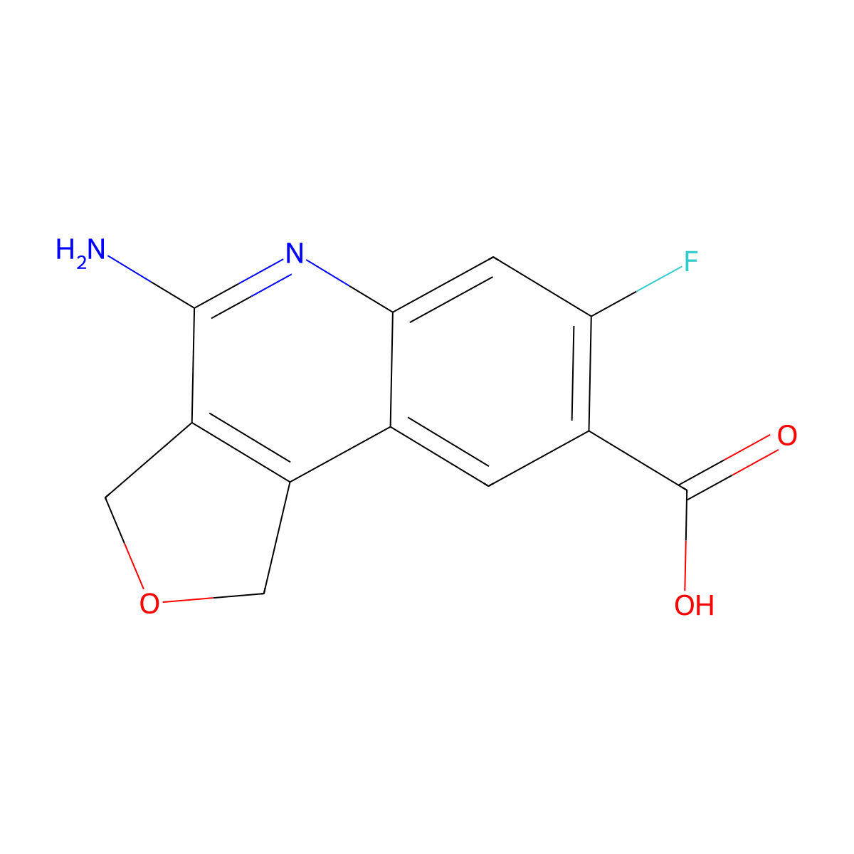 4-Amino-7-fluoro-1,3-dihydrofuro[3,4-c]quinoline-8-carboxylic acid molecular structure, CAS 2774613-67-9