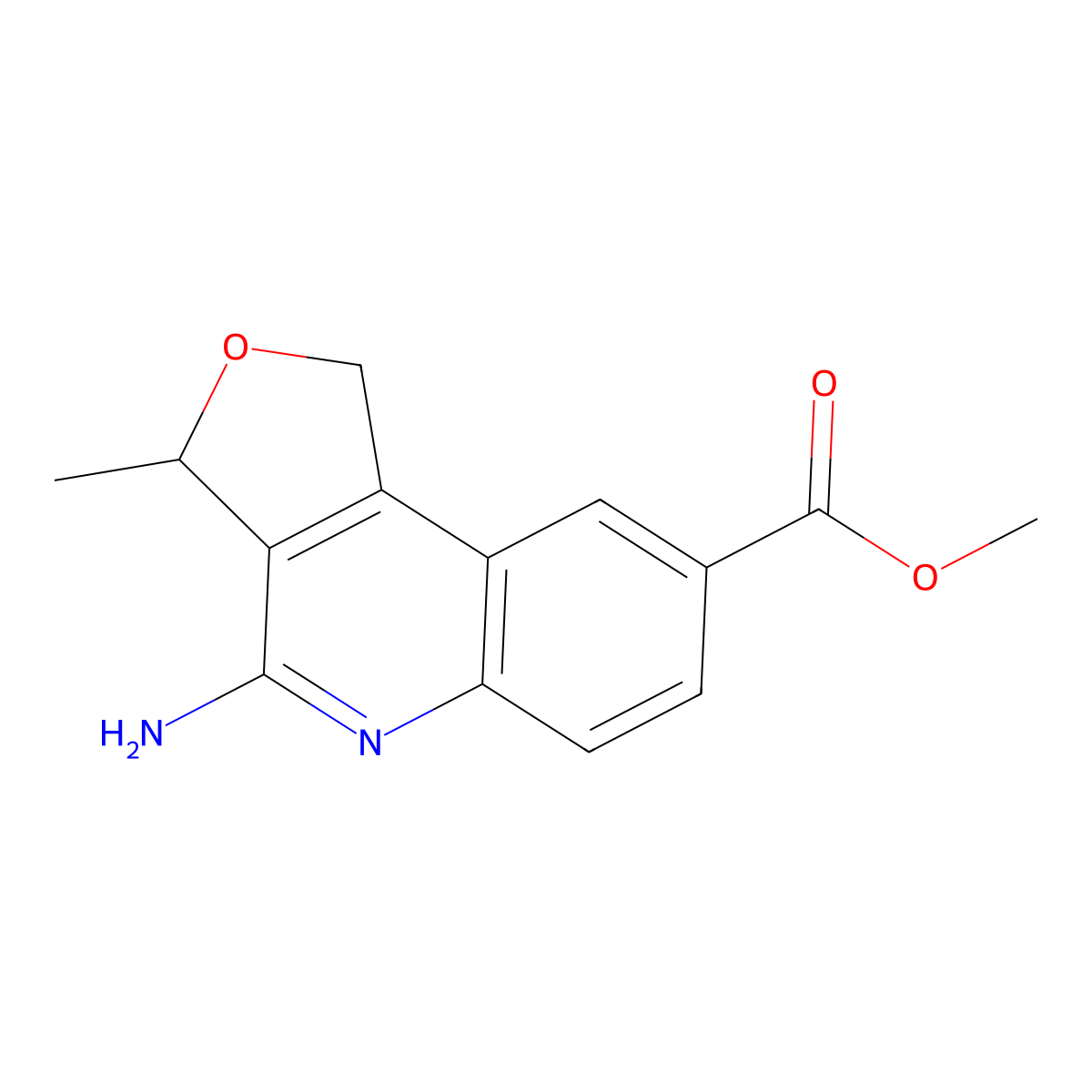 Methyl 4-amino-3-methyl-1,3-dihydrofuro[3,4-c]quinoline-8-carboxylate molecular structure, CAS 2774614-12-7