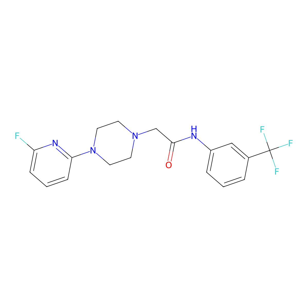 2-[4-(6-fluoropyridin-2-yl)piperazin-1-yl]-N-[3-(trifluoromethyl)phenyl]acetamide molecular structure, CAS 2775870-56-7
