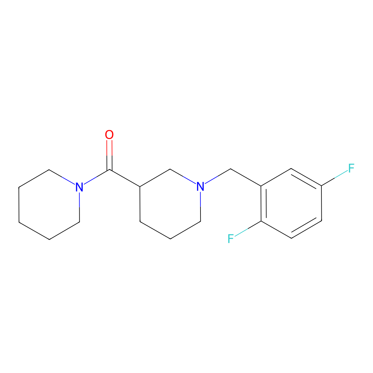 1-[(2,5-Difluorophenyl)methyl]-3-(piperidine-1-carbonyl)piperidine molecular structure, CAS 2775941-38-1