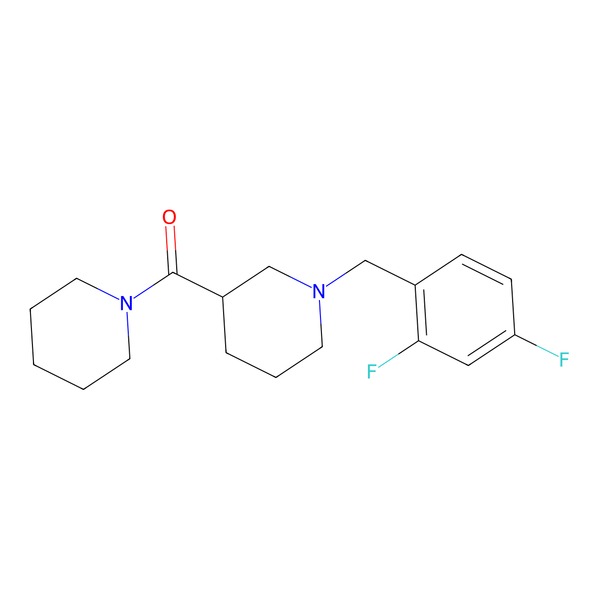 1-[(2,4-Difluorophenyl)methyl]-3-(piperidine-1-carbonyl)piperidine molecular structure, CAS 2775977-52-9