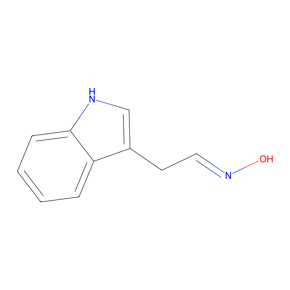 Indole-3-acetaldoxime molecular structure, CAS 2776-06-9