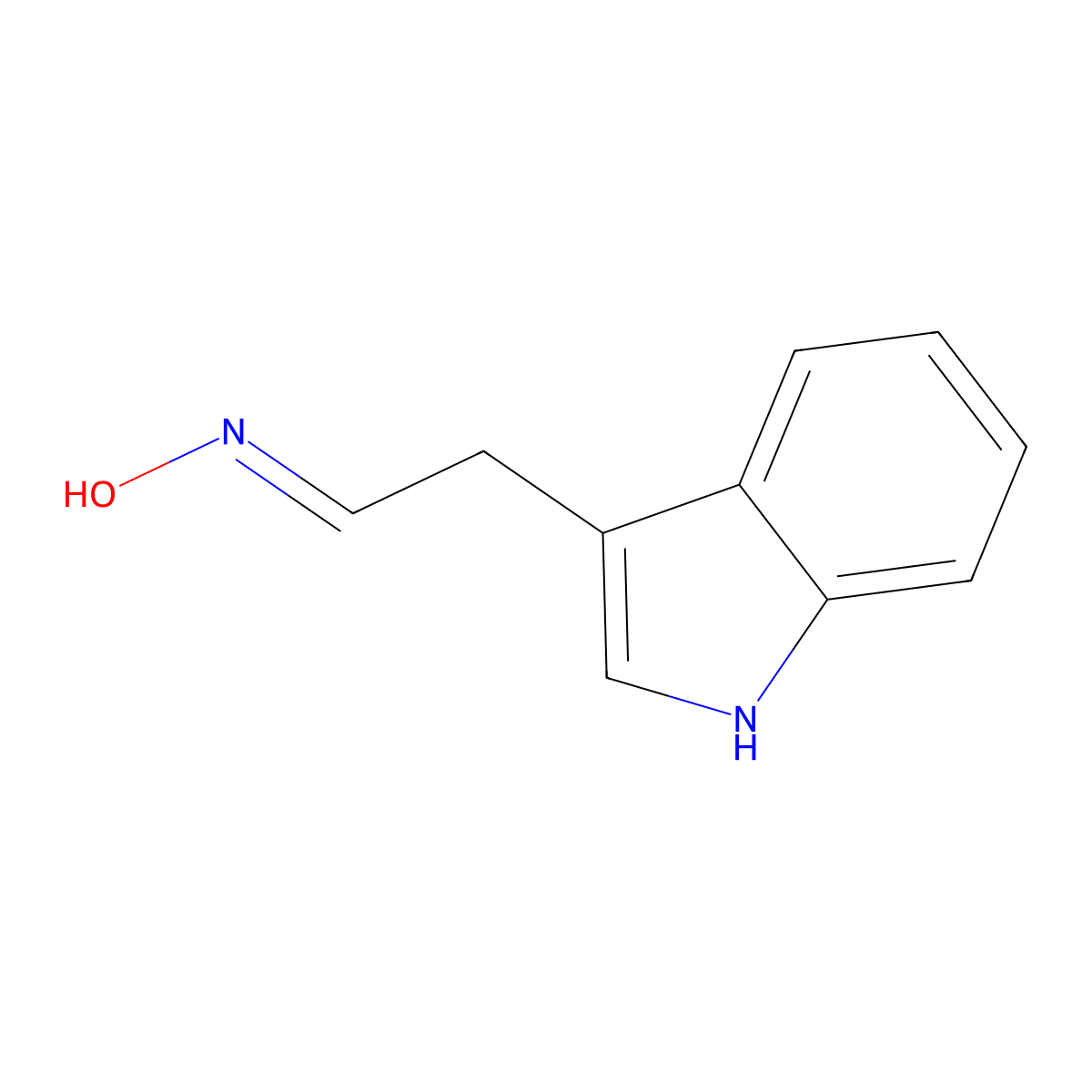 Indole-3-acetaldoxime molecular structure, CAS 2776-06-9