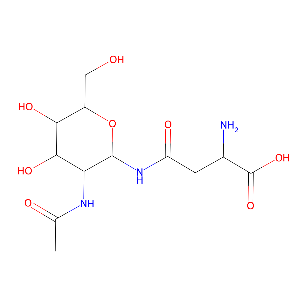 N-(2-(Acetylamino)-2-deoxy-beta-D-glucopyranosyl)-L-asparagine molecular structure, CAS 2776-93-4