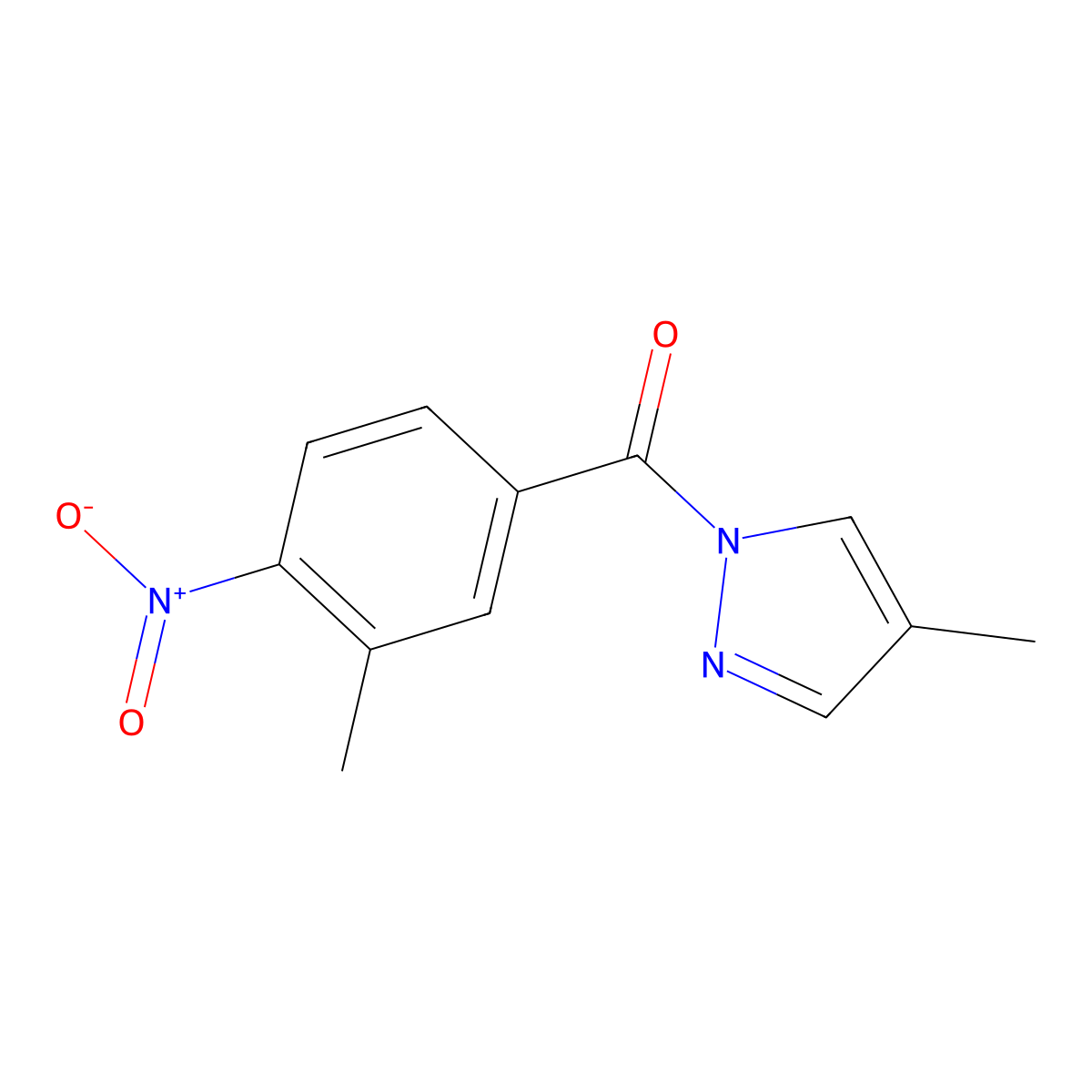 4-methyl-1-(3-methyl-4-nitrobenzoyl)-1H-pyrazole molecular structure, CAS 2776095-91-9