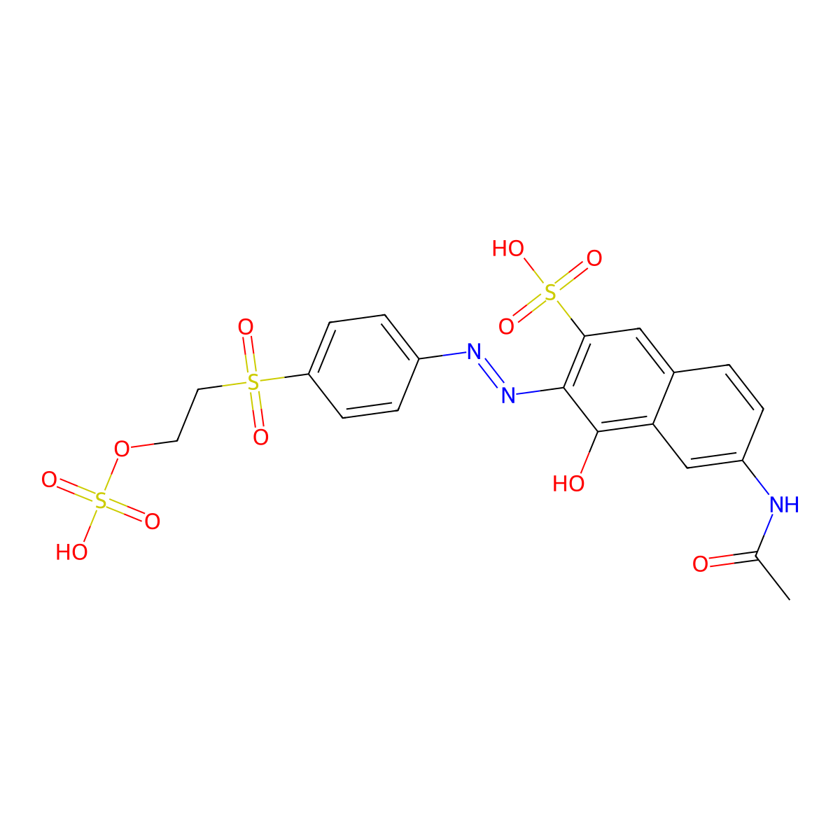 6-(Acetylamino)-4-hydroxy-3-(2-(4-((2-(sulfooxy)ethyl)sulfonyl)phenyl)diazenyl)-2-naphthalenesulfonic acid molecular structure, CAS 27761-75-7