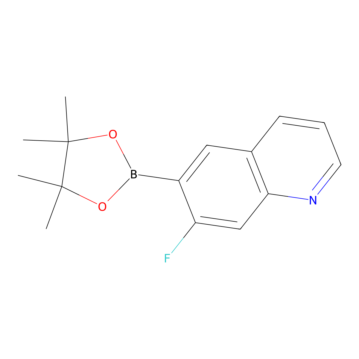 7-Fluoro-6-(4,4,5,5-tetramethyl-1,3,2-dioxaborolan-2-yl)quinoline molecular structure, CAS 2776103-53-6