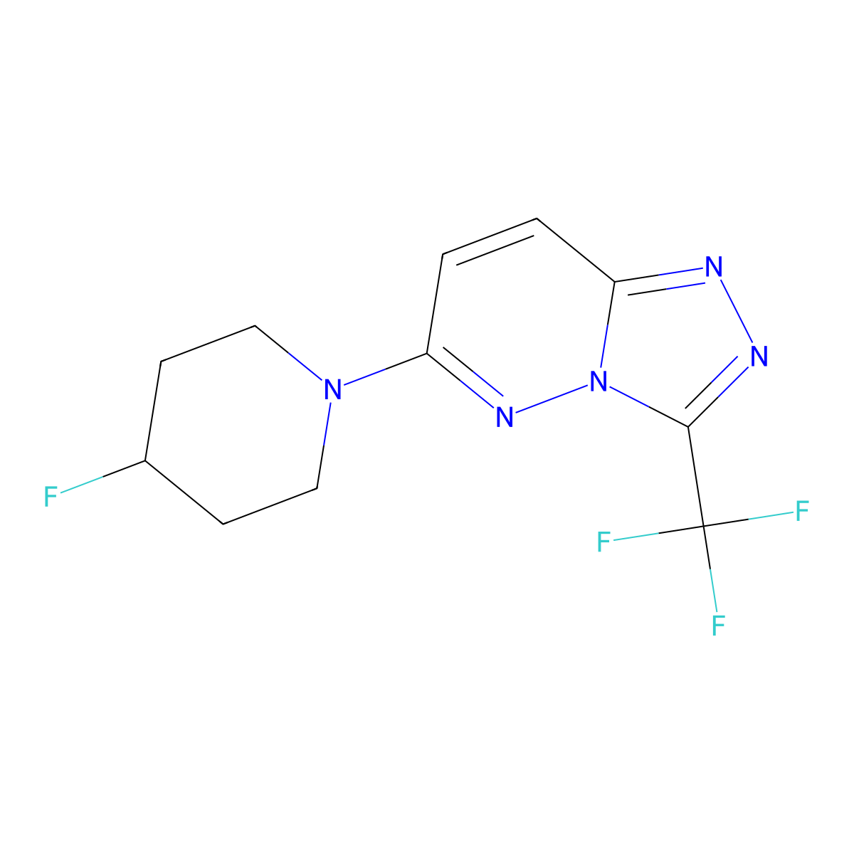 4-Fluoro-1-[3-(trifluoromethyl)-[1,2,4]triazolo[4,3-b]pyridazin-6-yl]piperidine molecular structure, CAS 2776593-24-7