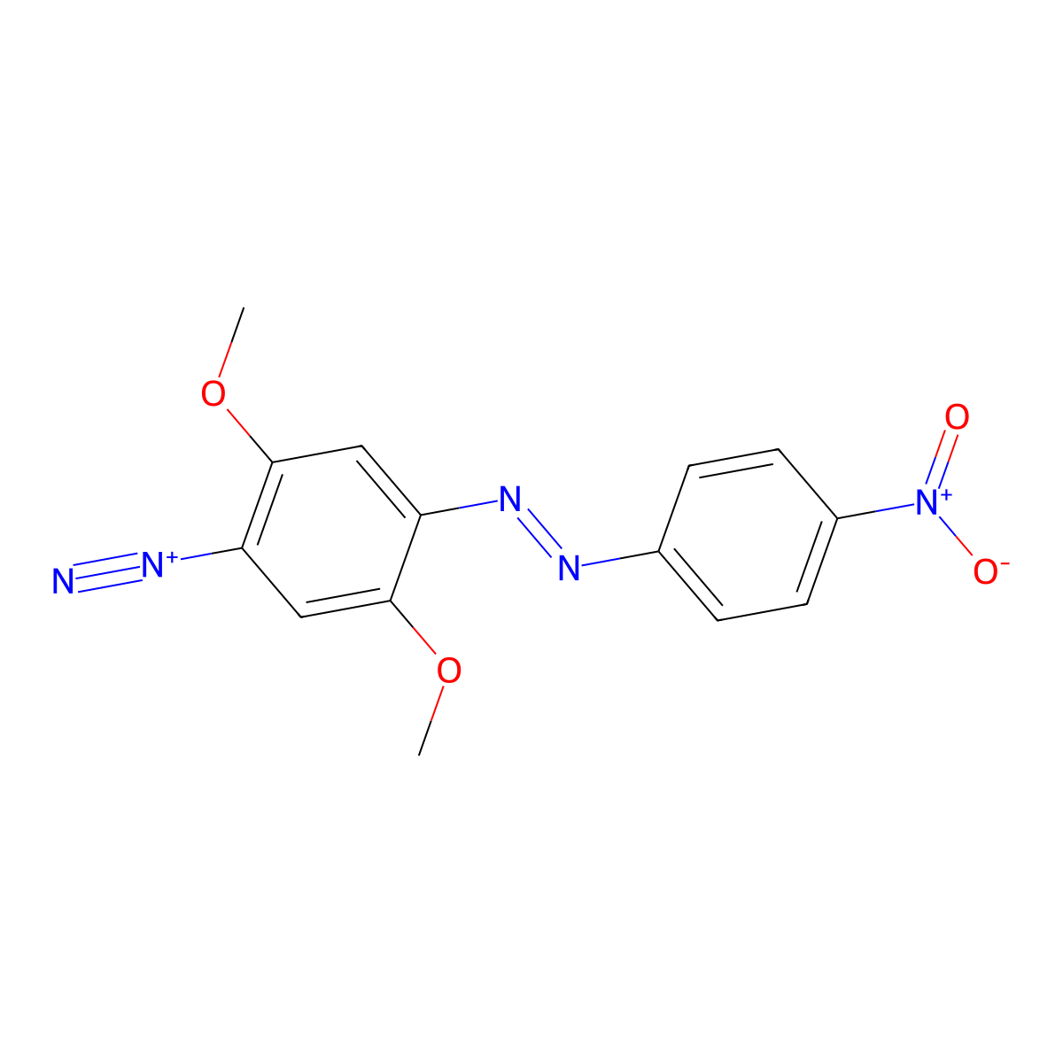 Benzenediazonium, 2,5-dimethoxy-4-[(4-nitrophenyl)azo]- molecular structure, CAS 27766-47-8