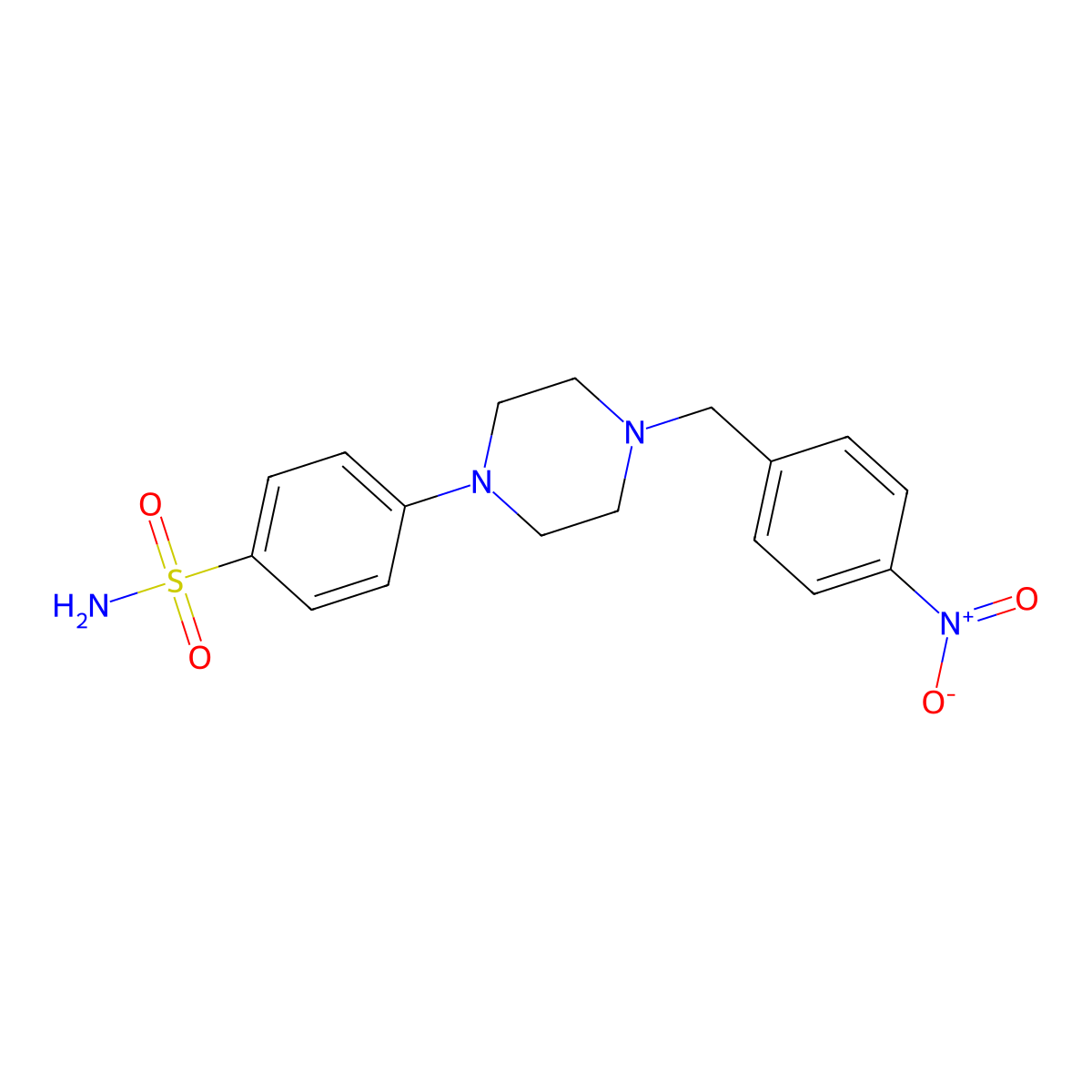 4-[4-[(4-Nitrophenyl)methyl]piperazin-1-yl]benzenesulfonamide molecular structure, CAS 2776813-35-3