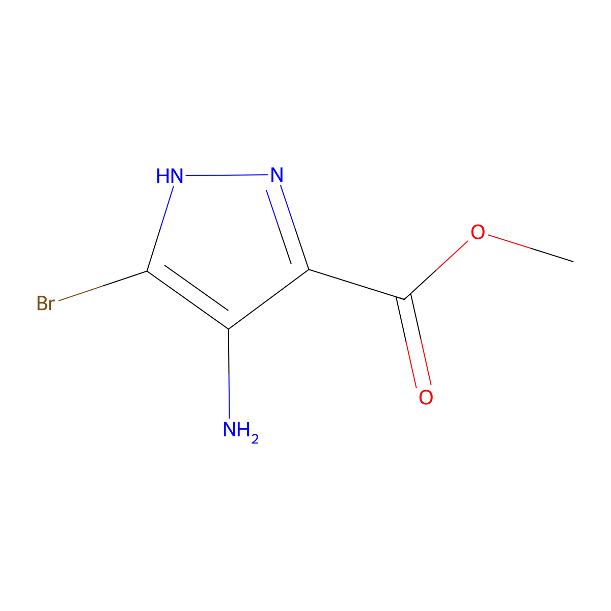Methyl 4-amino-3-bromo-1H-pyrazole-5-carboxylate molecular structure, CAS 2776849-60-4