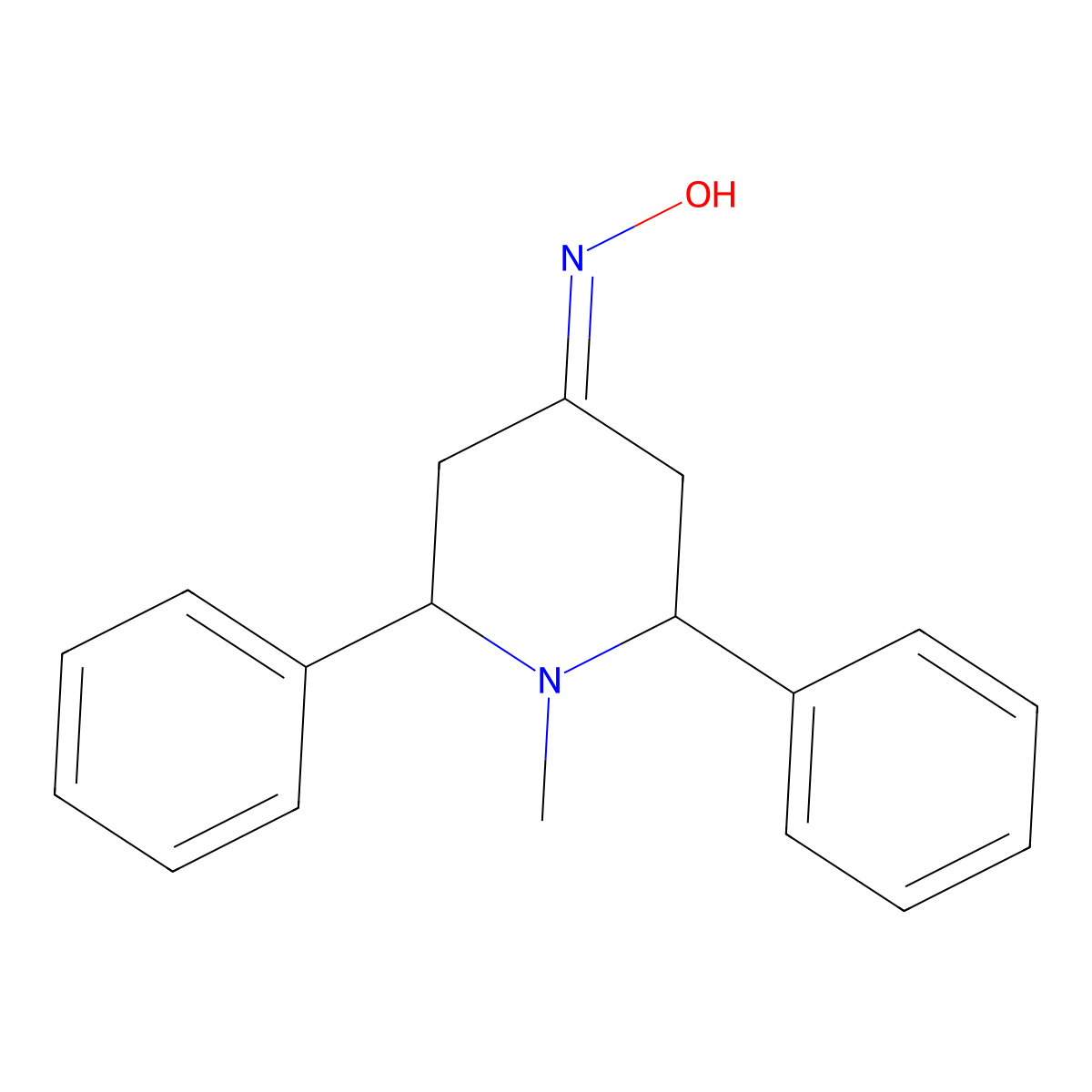 N-(1-methyl-2,6-diphenylpiperidin-4-ylidene)hydroxylamine molecular structure, CAS 27771-21-7