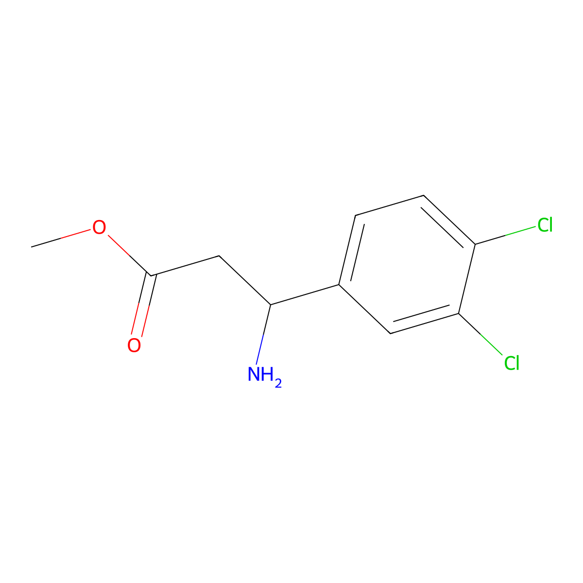 Methyl 3-amino-3-(3,4-dichlorophenyl)propanoate molecular structure, CAS 277745-42-3