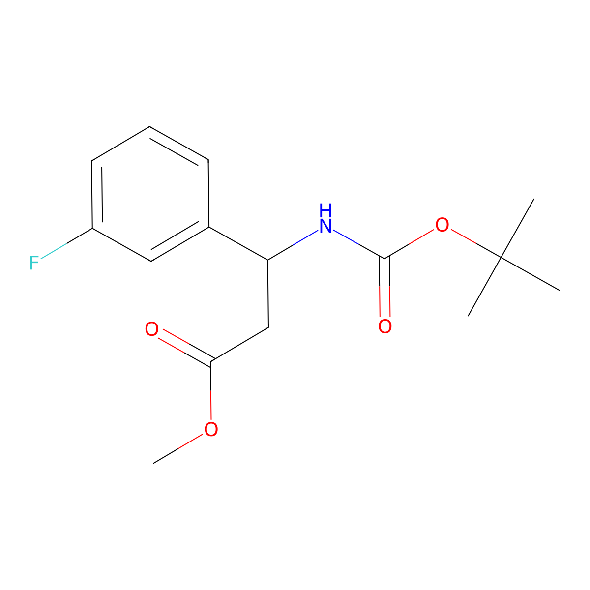 Methyl 3-((tert-butoxycarbonyl)amino)-3-(3-fluorophenyl)propanoate molecular structure, CAS 277745-50-3