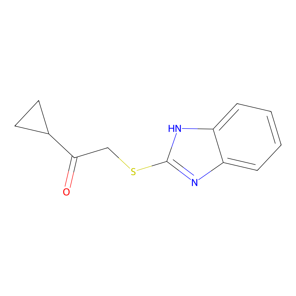 2-(1H-benzimidazol-2-ylsulfanyl)-1-cyclopropylethanone molecular structure, CAS 27784-55-0