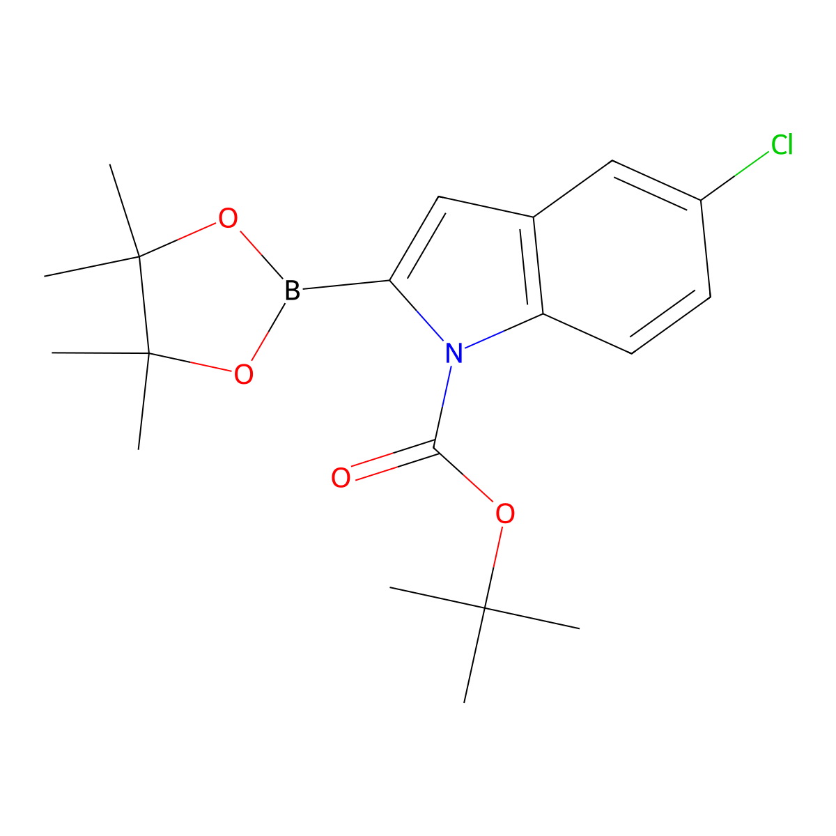 tert-Butyl 5-chloro-2-(4,4,5,5-tetramethyl-1,3,2-dioxaborolan-2-yl)-1H-indole-1-carboxylate molecular structure, CAS 2778875-08-2