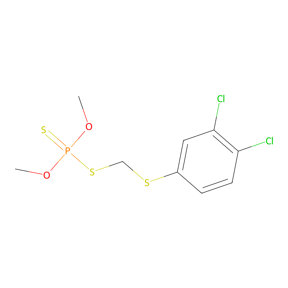 Phosphorodithioic acid, S-((3,4-dichlorophenylthio)methyl) O,O-dimethyl ester molecular structure, CAS 2779-66-0