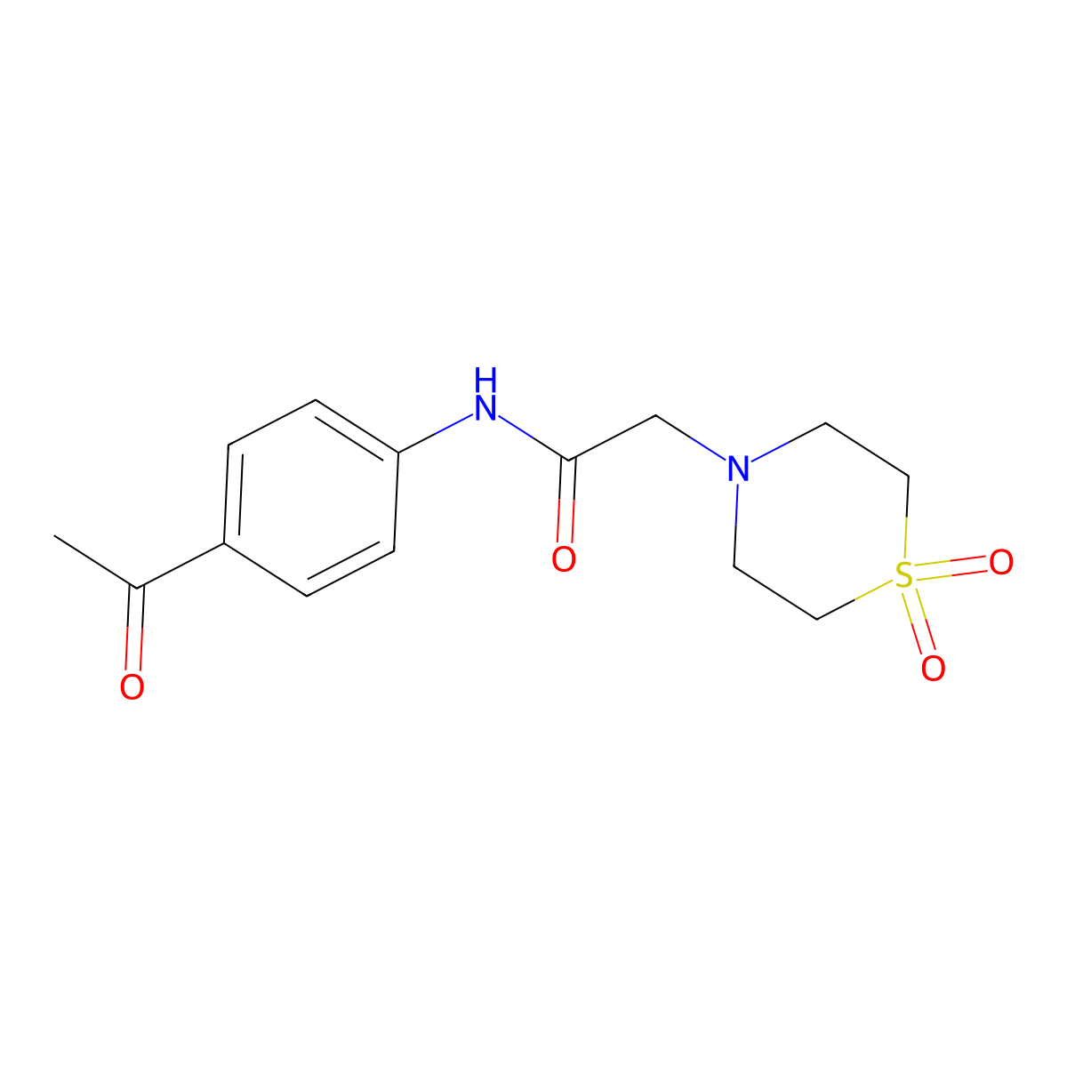 N-(4-acetylphenyl)-2-(1,1-dioxo-1,4-thiazinan-4-yl)acetamide molecular structure, CAS 2779119-93-4