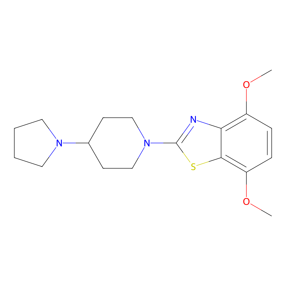 4,7-Dimethoxy-2-[4-(pyrrolidin-1-yl)piperidin-1-yl]-1,3-benzothiazole molecular structure, CAS 2779266-65-6