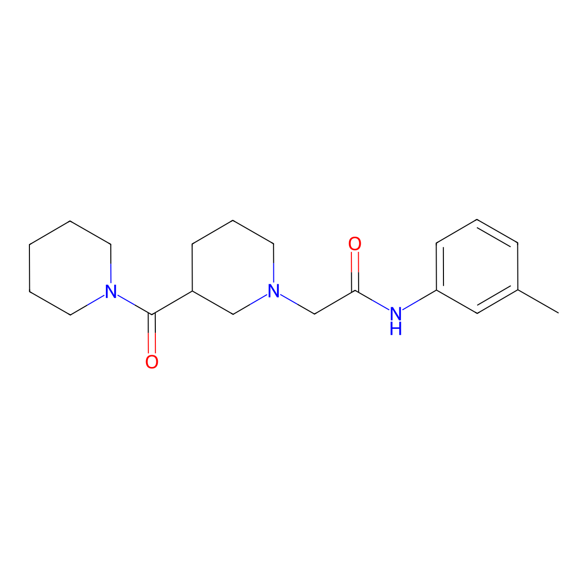 N-(3-methylphenyl)-2-[3-(piperidine-1-carbonyl)piperidin-1-yl]acetamide molecular structure, CAS 2779366-15-1