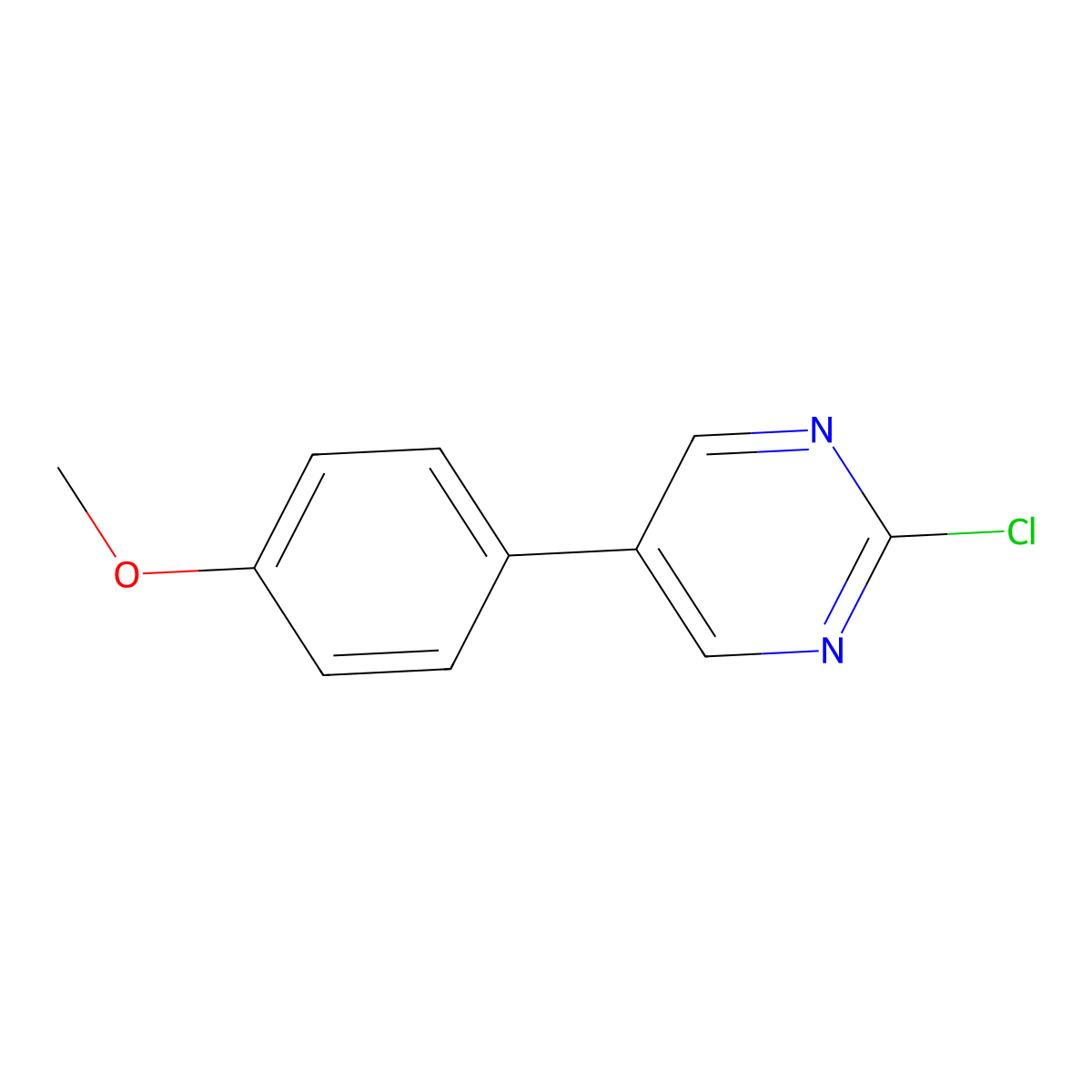 2-Chloro-5-(4-methoxyphenyl)pyrimidine molecular structure, CAS 27794-03-2