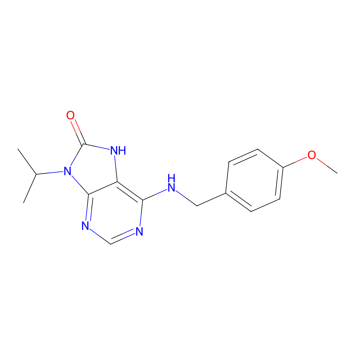 7,9-Dihydro-6-[[(4-methoxyphenyl)methyl]amino]-9-(1-methylethyl)-8H-purin-8-one molecular structure, CAS 2779501-75-4
