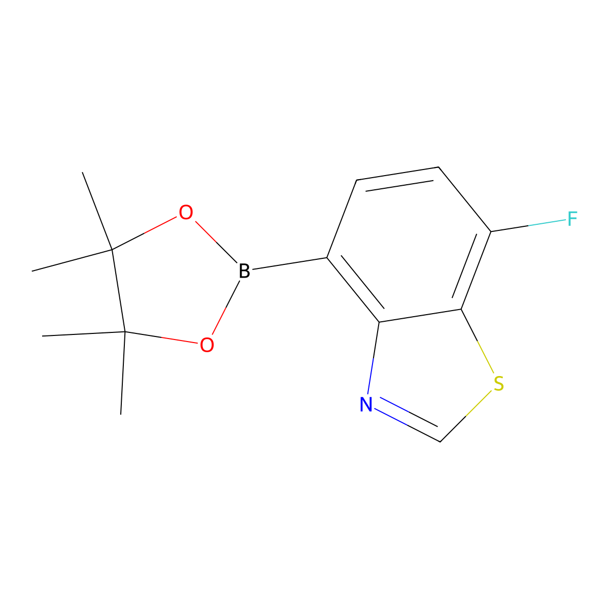 7-Fluoro-4-(4,4,5,5-tetramethyl-1,3,2-dioxaborolan-2-yl)-1,3-benzothiazole molecular structure, CAS 2779558-94-8