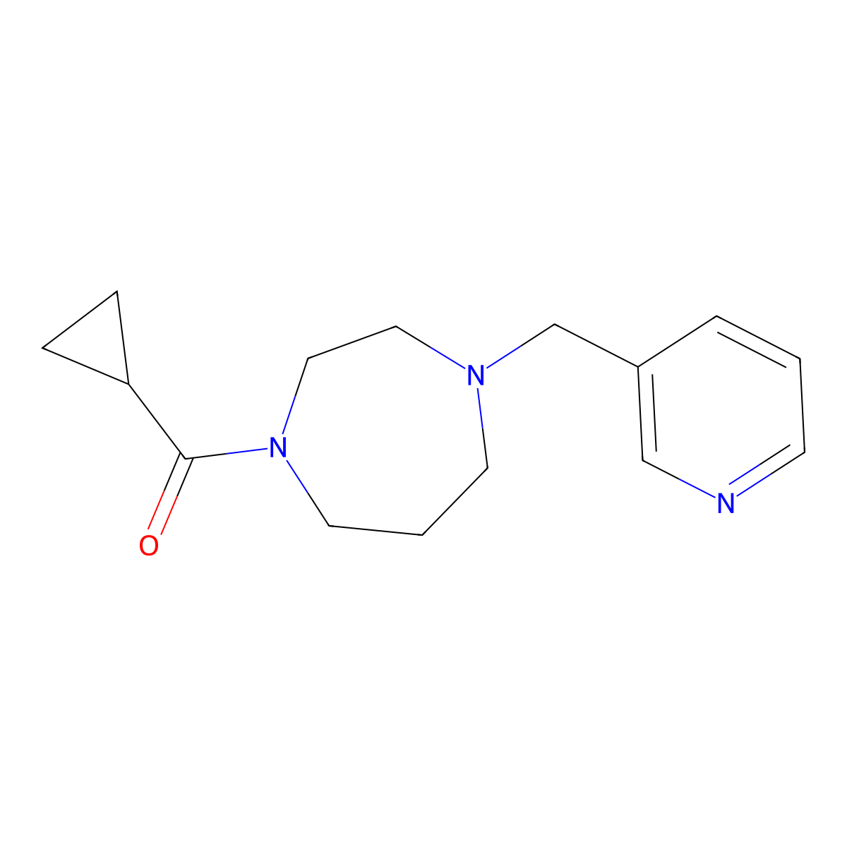 1-Cyclopropanecarbonyl-4-[(pyridin-3-yl)methyl]-1,4-diazepane molecular structure, CAS 2779685-23-1
