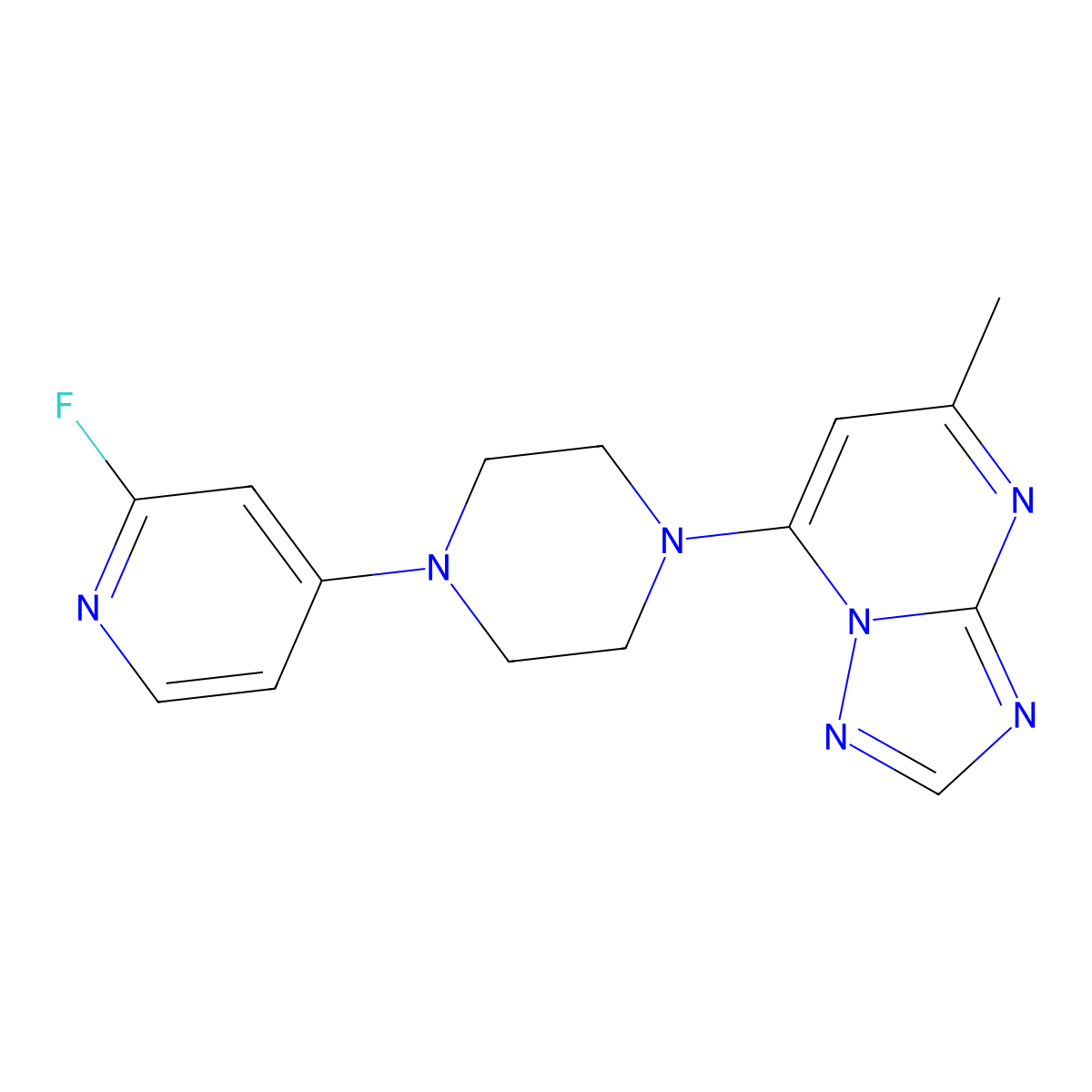 1-(2-Fluoropyridin-4-yl)-4-{5-methyl-[1,2,4]triazolo[1,5-a]pyrimidin-7-yl}piperazine molecular structure, CAS 2779822-00-1