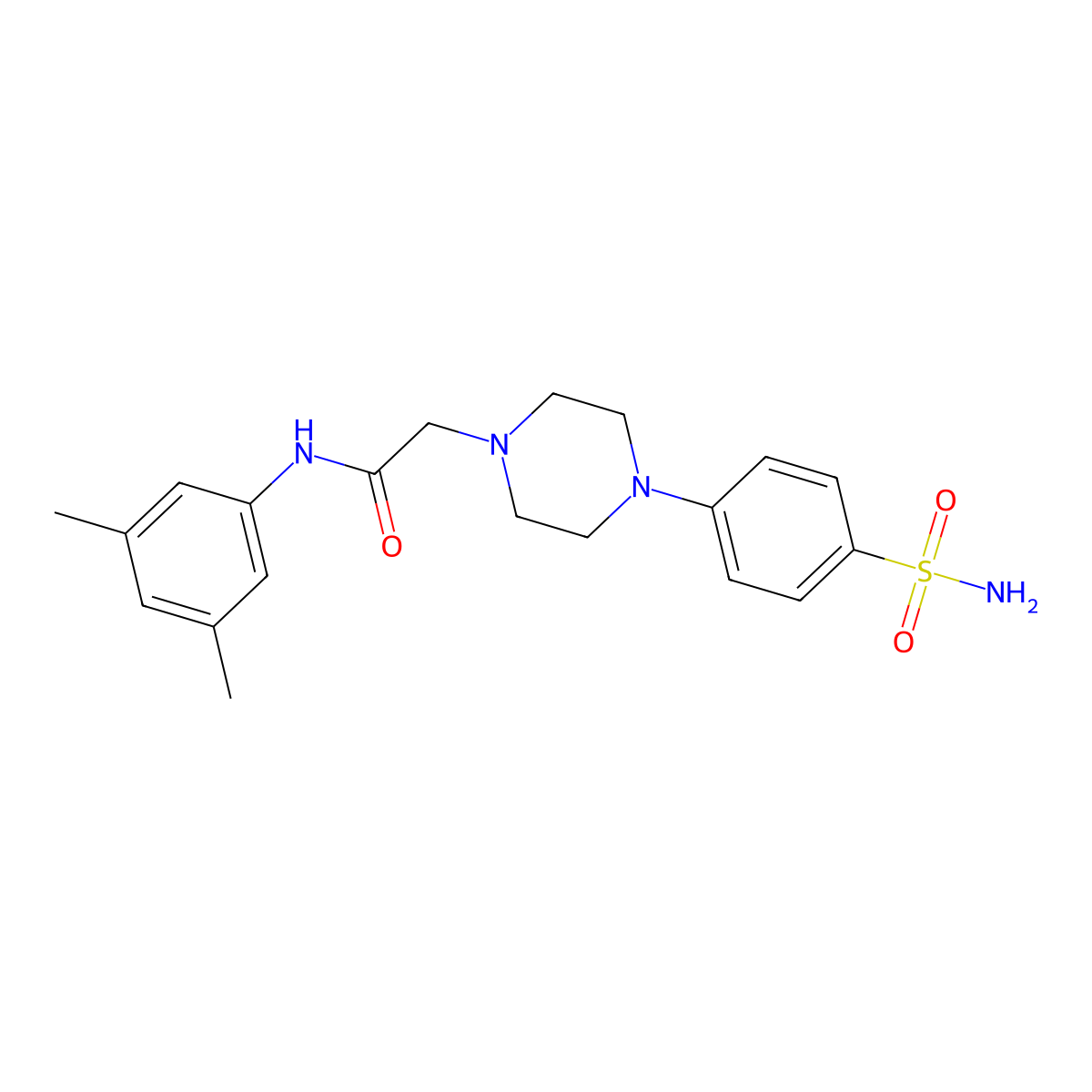 N-(3,5-dimethylphenyl)-2-[4-(4-sulfamoylphenyl)piperazin-1-yl]acetamide molecular structure, CAS 2780080-63-7