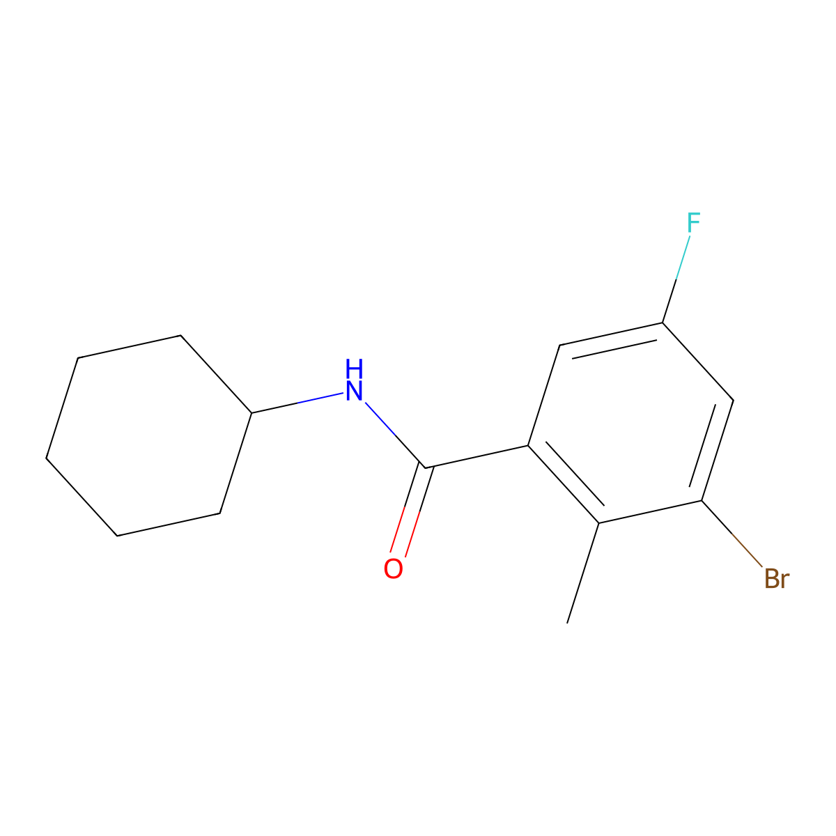 3-bromo-N-cyclohexyl-5-fluoro-2-methylbenzamide molecular structure, CAS 2780136-50-5