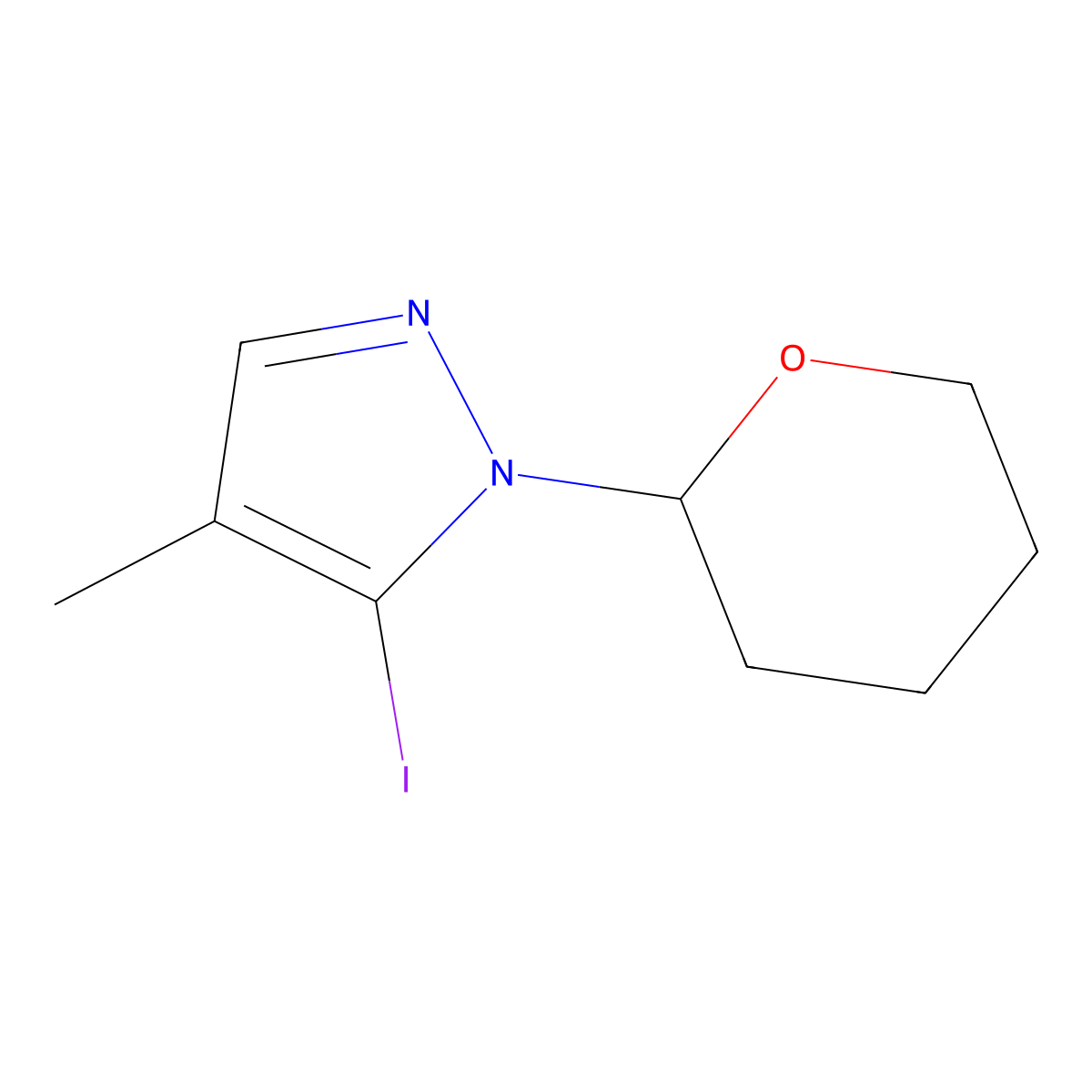 5-Iodo-4-methyl-1-tetrahydropyran-2-yl-pyrazole molecular structure, CAS 2780325-83-7