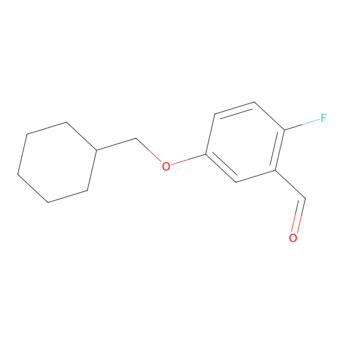 Benzaldehyde, 5-(cyclohexylmethoxy)-2-fluoro- molecular structure, CAS 2780376-69-2